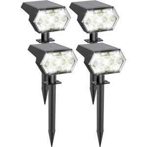 Solar Spot Lights Outdoor 92 LED Waterproof IP68 Bright Cold White 4 Pack